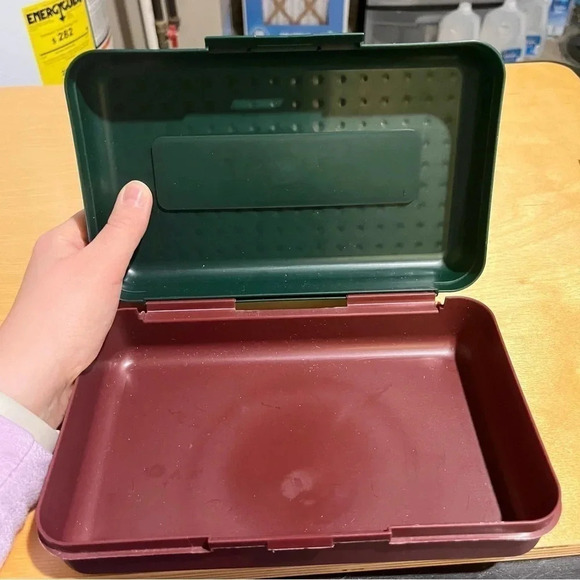 Spacemaker Vtg 1990's Forest Burgundy Hard Pencil Box School Art Pencil Case - Picture 3 of 7